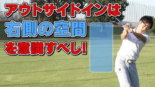 アウトサイドインの軌道は右側の空間