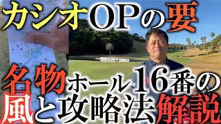 【トーナメントの裏側】カシオＯＰの難関コース紹介！　上がり３ホールでスコアが激動する１６番ホールの攻略法と難しさを解説します！　＃トーナメント速報